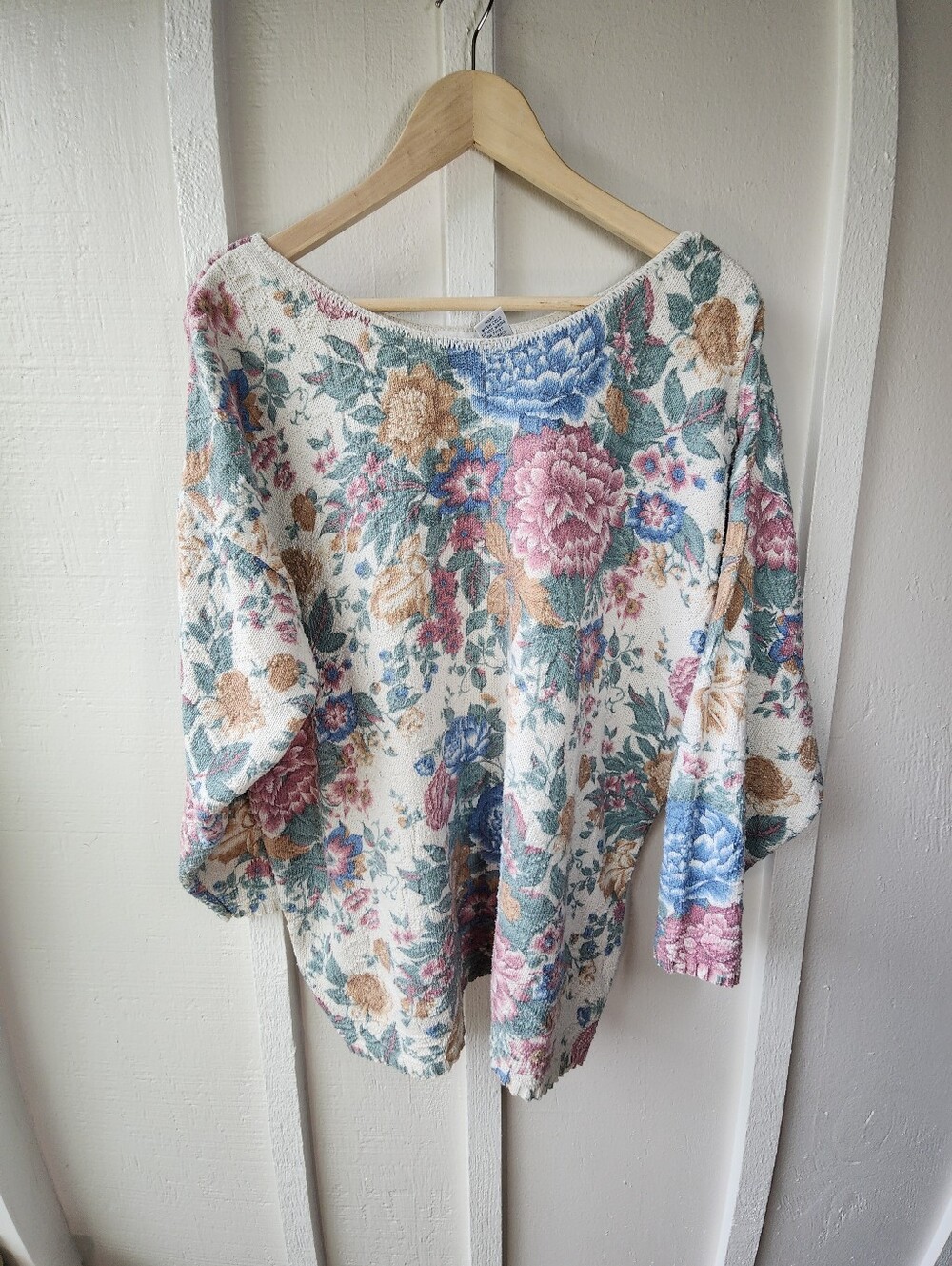 Country Seat Nuovo Vintage 90s Grandma Couch Floral Oversized Knit Sweater Med